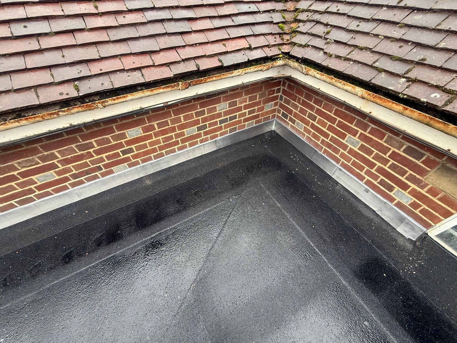 Flat roofing and leadwork detail